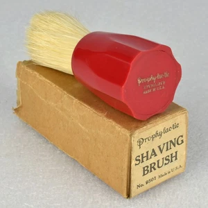 Vintage Red Pro-phy-lac-tic Shaving Brush No. 9501 w/ Original Box MADE IN USA - Picture 1 of 8