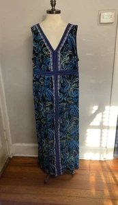 Elle Long maxi Dress stretchy 2x Blue - Picture 1 of 3