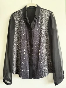 Elie Tahari Women's Button Front Long Sleeve Collared Silk Shirt Black XS - Picture 1 of 6