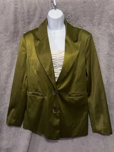 Avec Les Filles Blazer Jacke Damen mittelgrün Satin 2 Knöpfe vorne - Bild 1 von 12