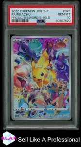 FA/PIKACHU PRCS.C/B SWORD/SHIELD POKEMON JAPANESE S PROMO 2022 323 PSA 10 - Bild 1 von 2