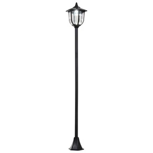 Elegant 1.77m Solar LED Lamp Post - Stylish Black Garden Illumination - Picture 1 of 9