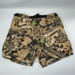 Mossy Oak Forest Floor Camo Belted Hunting Outdoor Cargo Shorts Mens Size L - Picture 1 of 5