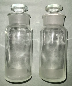2 antike T.C. Wheaton Co. Klarglas Apothekerflaschen mit Stopfen, 6" hoch - Bild 1 von 22