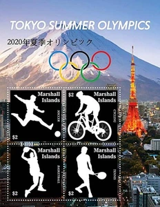 MARSHALLS 2020 TOKYO OLYMPICS M/S ** CYCLING, FOOTBALL, TENNIS 💲 FREE SHIP-G 💲 - Picture 1 of 1