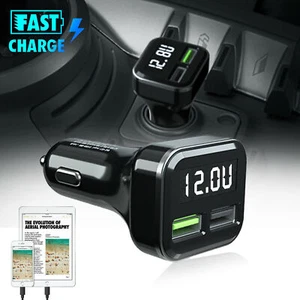 12-24V 5.5A Car Lighter Socket QC3.0 USB Charger Adapter LED Voltmeter - Picture 1 of 9