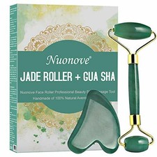 Jade Face Roller, Gua Sha Massage Tool, Jade Roller and Gua Sha Set for