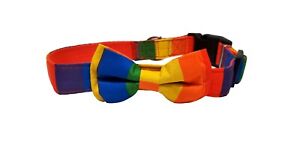 Collar Dog Bow Tie Pet Cat Bowtie Rainbow Patterns Customized Comfy Adjustable L