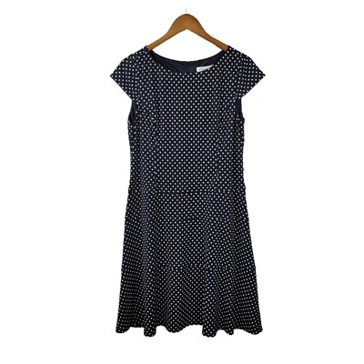 Vestido Vaina Christopher Banks Elástico Talla 12 Fiesta Carrera Polkadot Negro Evento Foto 1 de 4