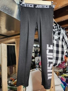 Girls Black Justice Leggings With White Logo Size 8 - Picture 1 of 6