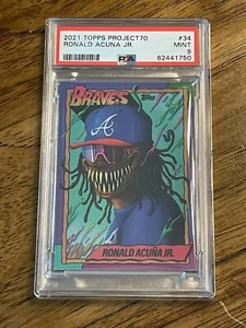 2021 Topps Project70 RONALD ACUNA JR 34 Artist Alex Pardee PSA 9 MINT Free Ship - Picture 1 of 2