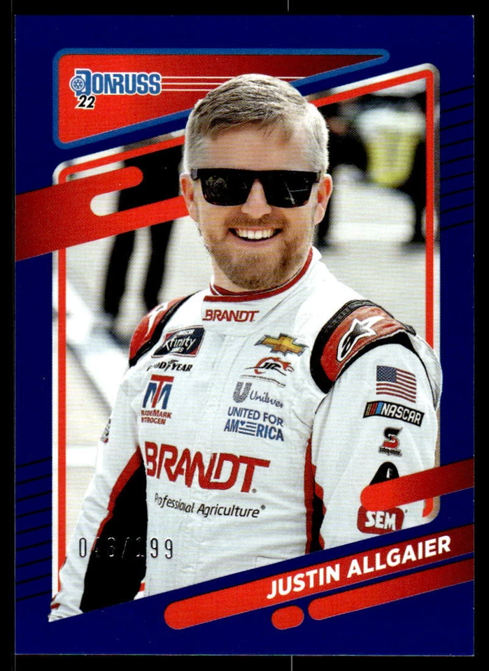 Justin Allgaier 2022 Panini Donruss Racing # 103 Blue 46/199 - Image 1 of 2