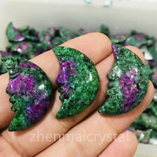 Natural Morganite Hand Carved Moon Specimen Quartz Crystal Reiki Healing 3pc
