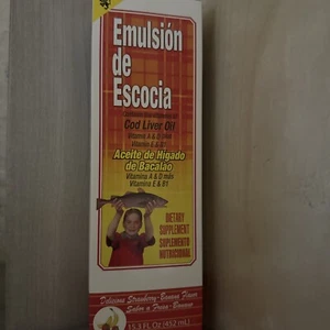 Emulsion De Escocia Cod Liver Oil & Vit A, D & E - Strawberry Flavor 15.3 fl oz - Picture 1 of 3