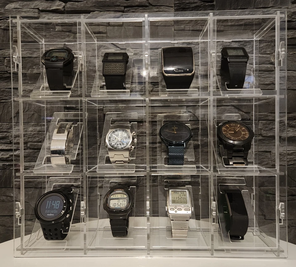 12 Reloj Colección Joyería Marco de Exhibición Estuche Soporte Gabinete de Pared con CUBIERTA Foto 1 de 4