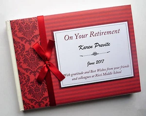 Personalised retirement guest book, red retirement guest book, gift - Picture 1 of 14