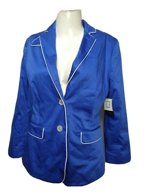 Chaqueta Blazer Liz Claiborne Mujer NUEVA Talla 4 Azul Abotonada Carrera (#b2 Foto 1 de 4