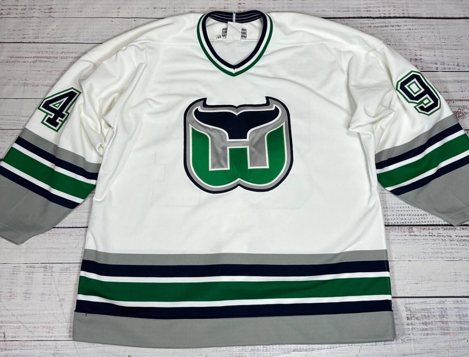 Authentic Maska #97 Hartford Whalers Hockey Jersey Sz 48 White Green CCM - Image 1 of 4