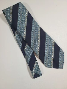 Corbata de cuello para hombre Damon importada poliéster puntiaguda formal rayas azul 54" x 4" - Imagen 1 de 7