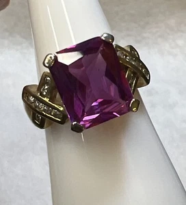 Vintage Sterling Silver 925 Ruby CZ Ring Size 6.75 - Picture 1 of 13