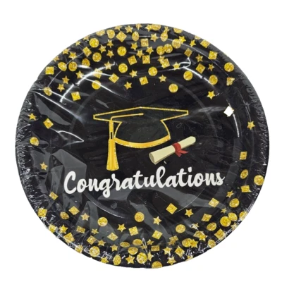 50 Pcs 7 inch Graduation Party Supplies Disposable Paper Plates  Congrats Grad - Image 1 of 3