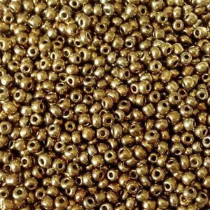50 g perline di semi di vetro - ottone metallizzato - circa 2 mm (taglia 11/0) - Foto 1 di 3