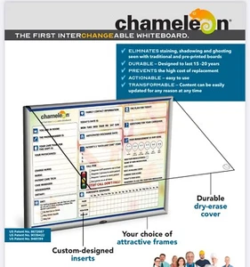 Chameleon 40"x30" Magnetic Dry Erase Board Satin Metal Frame Interchange Design - Picture 1 of 7