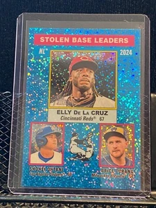 Ohtani De la Cruz Turang 2025 Topps Heritage Blue Sparkle #193 NL SB Leaders - Picture 1 of 2