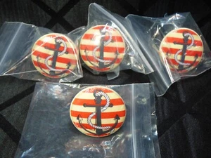 4 Drawer/Cabinet Knobs/Pulls, Painted Wood, Nautical, Anchor - Bild 1 von 3