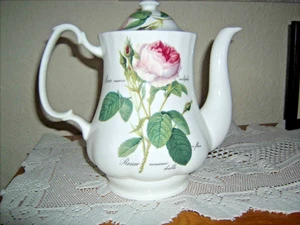 Roy Kirkham Redoute Rose Bone China Teapot and Lid 8.75" Tall UNUSED 2006 - Picture 1 of 5