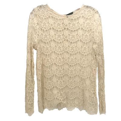 Topshop Top Mujer 10 Marfil Encaje Elastizado Manga Larga Transparente Ángel Hada Casa de Campo Foto 1 de 4