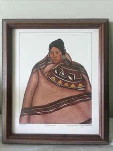 “Marina” Art Indigenous By Maria De Los Angeles Morales 48/500 1991 Framed - Picture 1 of 15