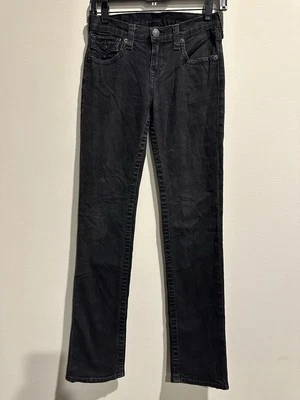 True Religion Boy's Black Denim Slim Jeans Size 12 Flap Pockets  - Image 1 of 4