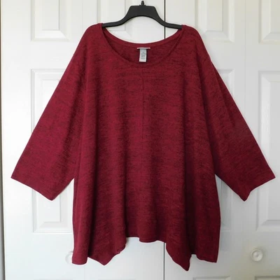 Suéter CATHERINES Cuello Redondo Manga 3/4 Rojo Negro Mármol 5X 34/36W Foto 1 de 4