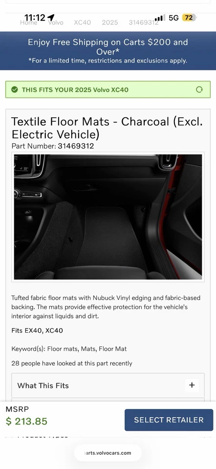 Juego de alfombrillas negras para coche Volvo XC40 31469312 18-23 nuevas Foto 1 de 1