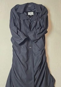 London Fog Trench Coat Black Size 12 Reg Belted Removable Liner Flawed Classic - Picture 1 of 19