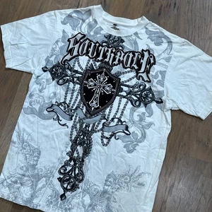 Vintage Southpole Shirt Mens L White Premium Gothic Embroidered Cross Grunge Y2K - Picture 1 of 11