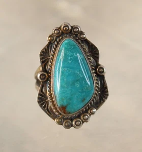 Anillo Turquesa Plata Esterlina EMMA LINCOLN Firmado Navajo Dine Talla 7.5 - Imagen 1 de 16