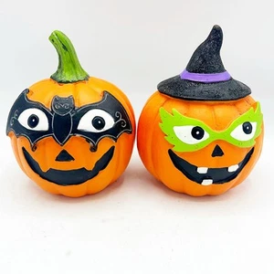 2er Set Jack O' Lantern Figuren Hexe und Fledermaus Thema - Bild 1 von 7