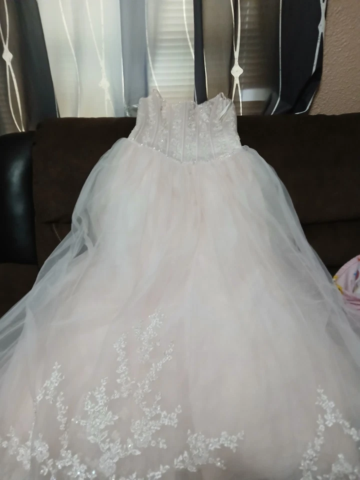 David's Bridal Size 4 Wedding Dress Style T9231 Color Pink - Image 1 of 4