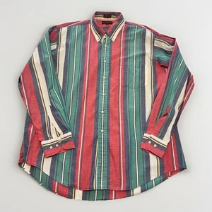 Vtg 90s Ralph Lauren CHAPS Shirt Men's SPECIAL COLORS Candy Striped Size XL-Prep - Picture 1 of 6