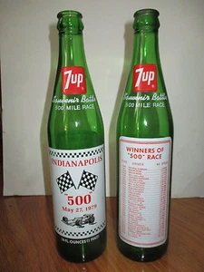 INDIANAPOLIS 500 INDY (May 27th 1979) RICK MEARS Champion EMPTY 7up Bottle - Picture 1 of 3