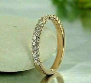 14K Yellow Gold Plated 2.20CT Round-Cut Lab Created Diamond Fashion Band Ring - Picture 1 of 4