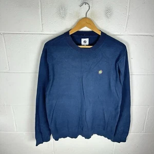 Pretty Green Jumper Mens Medium Blue Striped Knit Mods Sweater Casuals Pullover - Picture 1 of 10