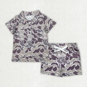 Toddler Baby Boys Summer Wear Camouflage Button-up Shirt Top Shorts Outfit - Picture 1 of 18