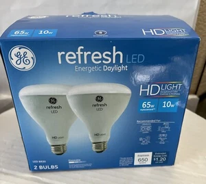 NEW 2 Pack GE Refresh HD LED Light Bulbs 10 Watt BR30 Energetic Daylight 5000K  - Picture 1 of 9