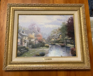 Thomas Kinkade "Lamplight Brooke" Wood frame 22" x18" - Picture 1 of 5