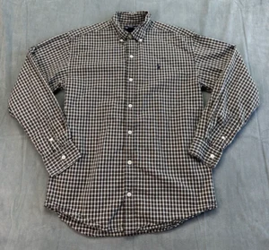 Ralph Lauren Long Sleeve Classic Button Down Shirt Black Red Plaid Boys Large - Picture 1 of 8