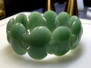 Vintage Green Aventurine Bracelet Solid Stone Elastic Band 85g - Picture 1 of 6