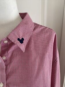 Vintage Disney Store Employee White W/Red&Blue Gingham Button Down Womans 3XL D2